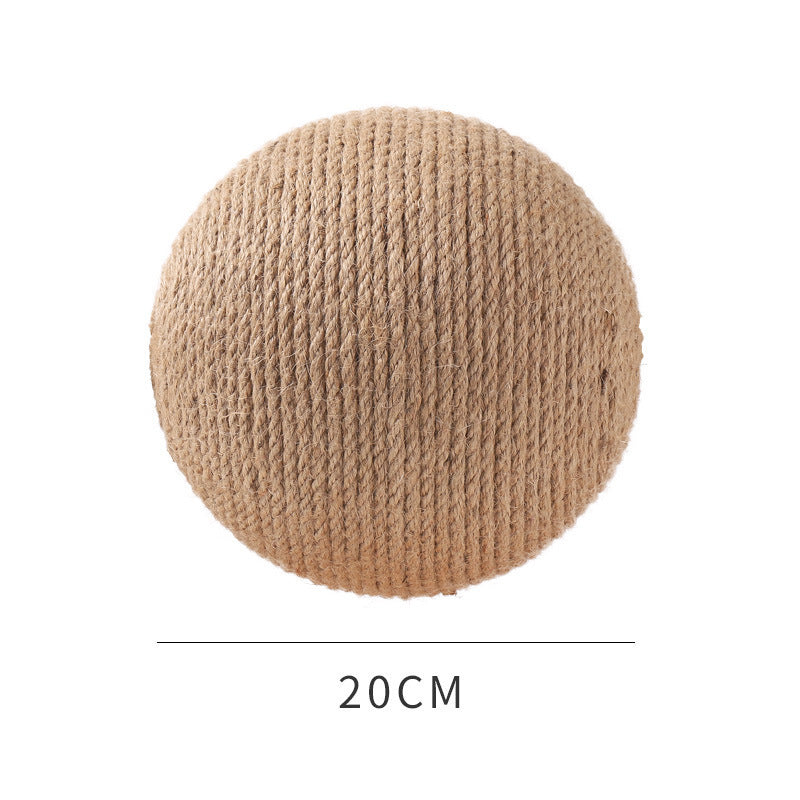 Sisal vertical cat toy, 20cm ball designed for cat play and scratching.