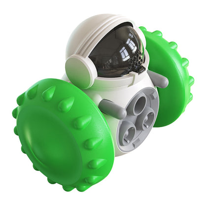 Interactive slow feeder dog toy designed for fun feeding, featuring an intelligent robot tumbler and balance system.