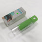 Portable mobile phone screen cleaner set in use, featuring microfiber wipe and cleaning fluid in a compact design.