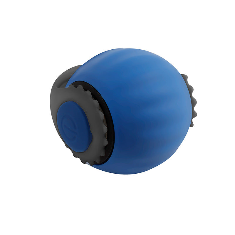 Automatic rolling cat ball in vibrant blue color, designed to engage indoor cats with unpredictable movement.